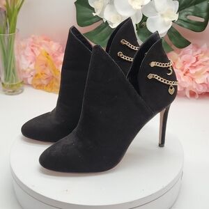 BCBGeneration Lexi Black Ankle Charm Heeled Stiletto Booties Sz 9B
